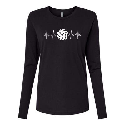 Cool Volleyball Heartbeat Design Volleyball Coach Womens Cotton Relaxed Long Sleeve T-Shirt