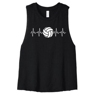 Cool Volleyball Heartbeat Design Volleyball Coach Women's Racerback Cropped Tank