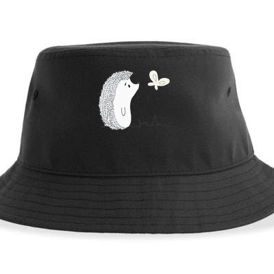 Cute Vintage Hedgehog & Butterfly Art & Gift G005287 Sustainable Bucket Hat
