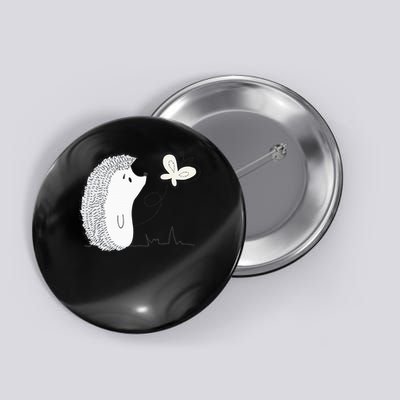 Cute Vintage Hedgehog & Butterfly Art & Gift G005287 Button
