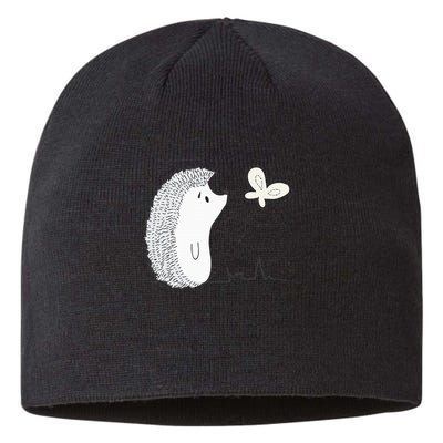 Cute Vintage Hedgehog & Butterfly Art & Gift G005287 Sustainable Beanie