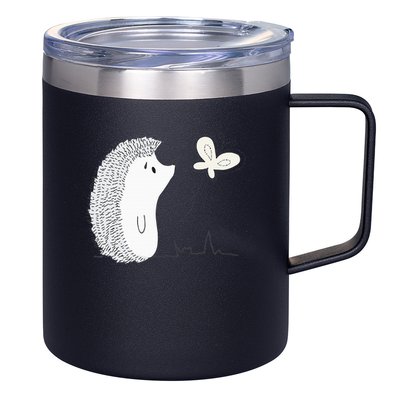 Cute Vintage Hedgehog & Butterfly Art & Gift G005287 12oz Stainless Steel Coffee Mug