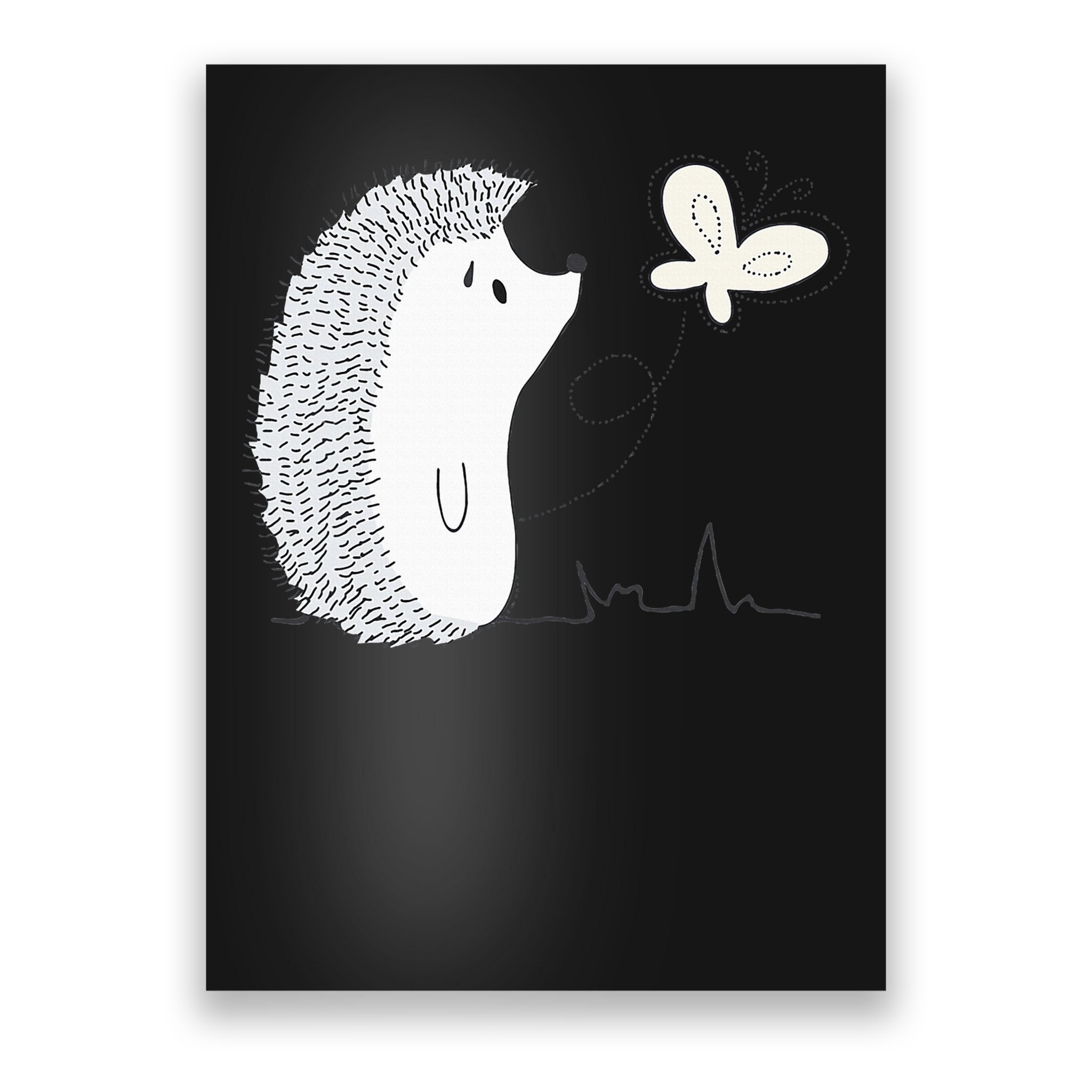 Cute Vintage Hedgehog & Butterfly Art & Gift G005287 Poster