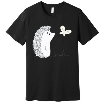 Cute Vintage Hedgehog & Butterfly Art & Gift G005287 Premium T-Shirt
