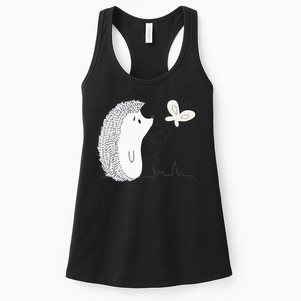Cute Vintage Hedgehog & Butterfly Art & Gift G005287 Womens Tank Top