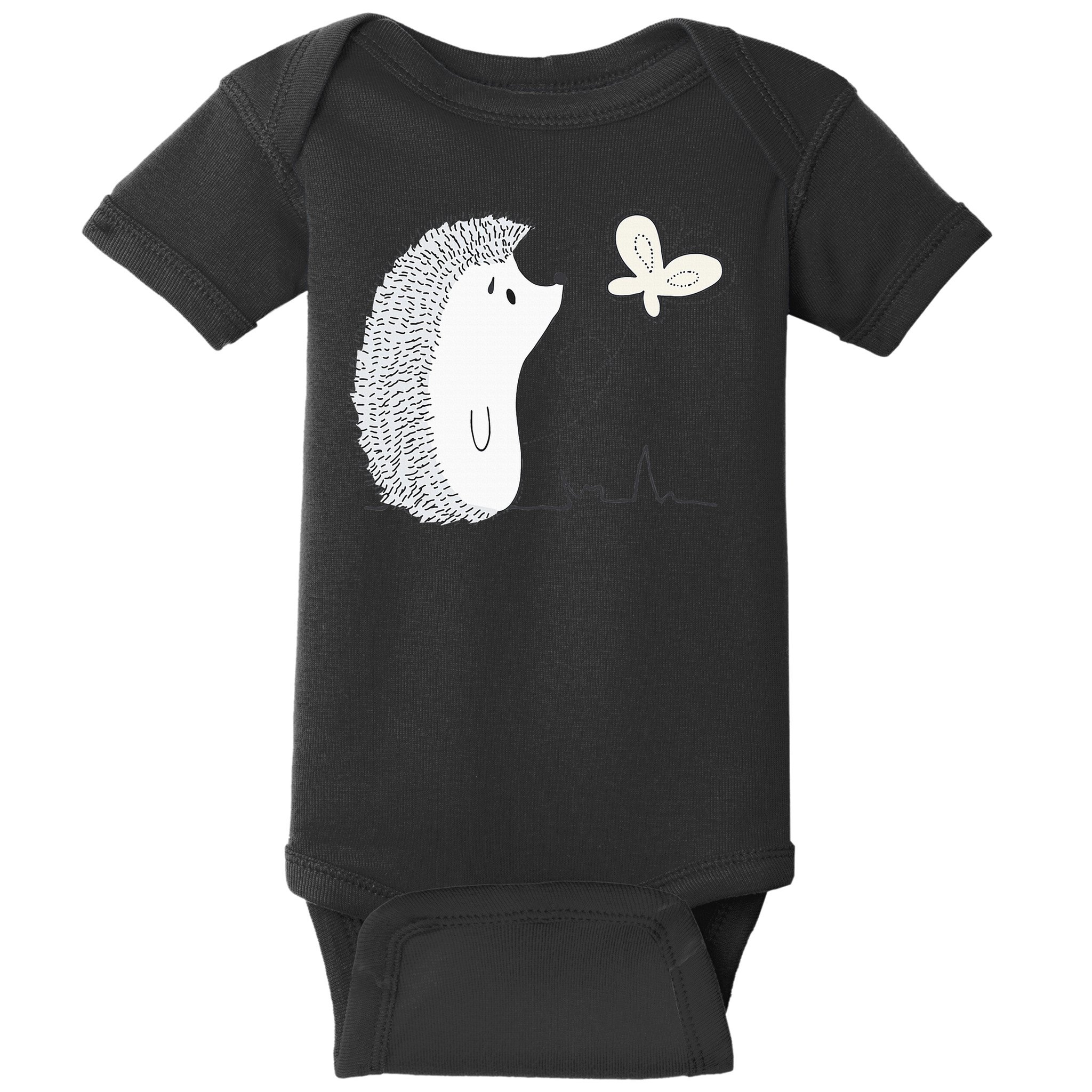 Cute Vintage Hedgehog & Butterfly Art & Gift G005287 Baby Bodysuit
