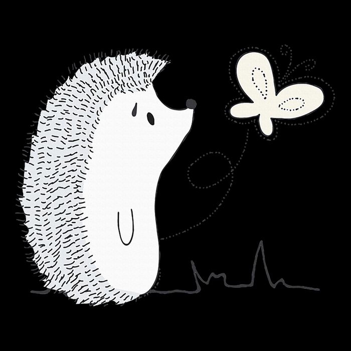 Cute Vintage Hedgehog & Butterfly Art & Gift G005287 Baby Bodysuit