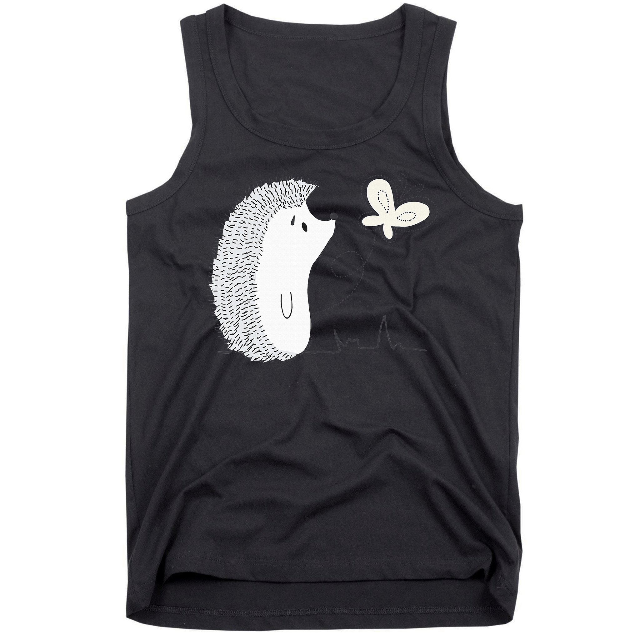Cute Vintage Hedgehog & Butterfly Art & Gift G005287 Tank Top