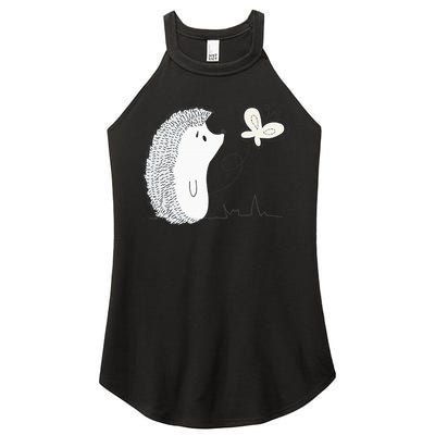 Cute Vintage Hedgehog & Butterfly Art & Gift G005287 Women's Perfect Tri Rocker Tank