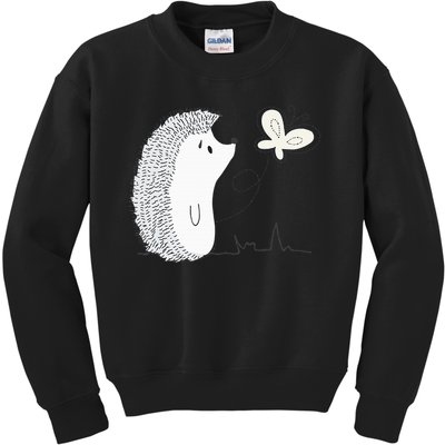Cute Vintage Hedgehog & Butterfly Art & Gift G005287 Kids Sweatshirt