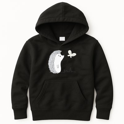 Cute Vintage Hedgehog & Butterfly Art & Gift G005287 Kids Hoodie