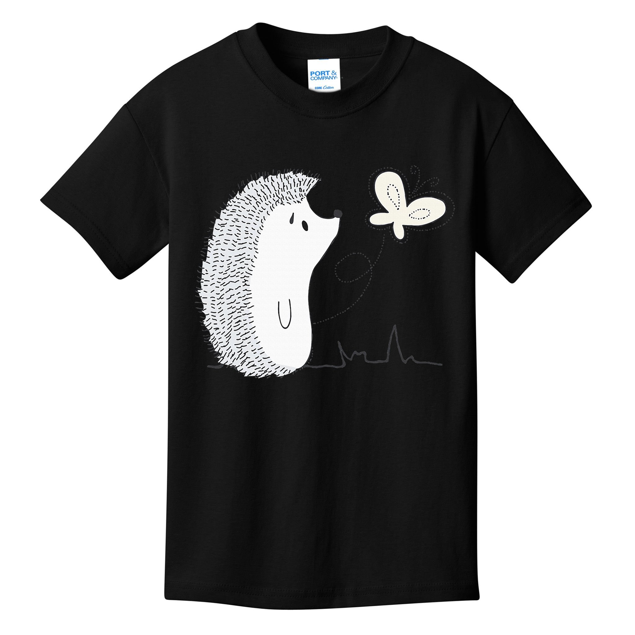 Cute Vintage Hedgehog & Butterfly Art & Gift G005287 Kids T-Shirt