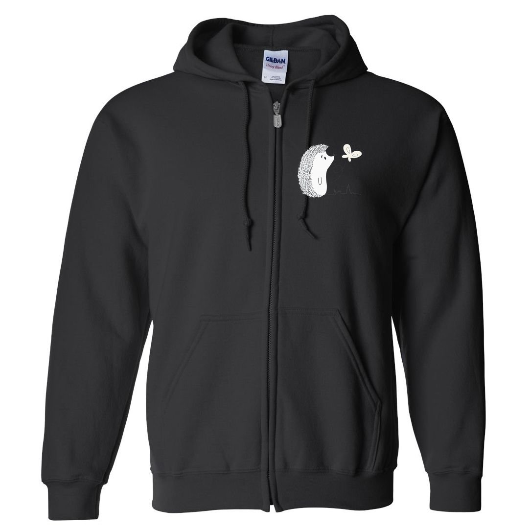 Cute Vintage Hedgehog & Butterfly Art & Gift G005287 Full Zip Hoodie
