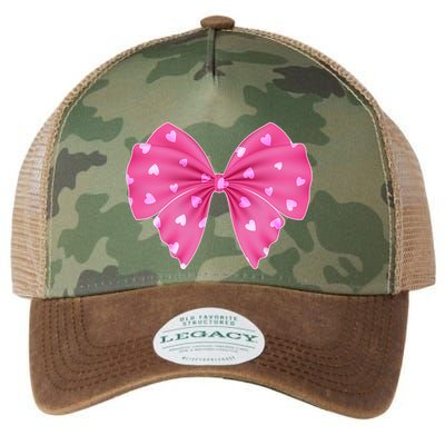 Cute Valentine Heart Print Ribbon Bow Legacy Tie Dye Trucker Hat