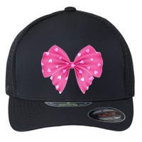 Cute Valentine Heart Print Ribbon Bow Flexfit Unipanel Trucker Cap