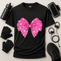 Cute Valentine Heart Print Ribbon Bow Cooling Performance Crew T-Shirt