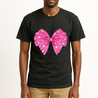 Cute Valentine Heart Print Ribbon Bow Tall T-Shirt