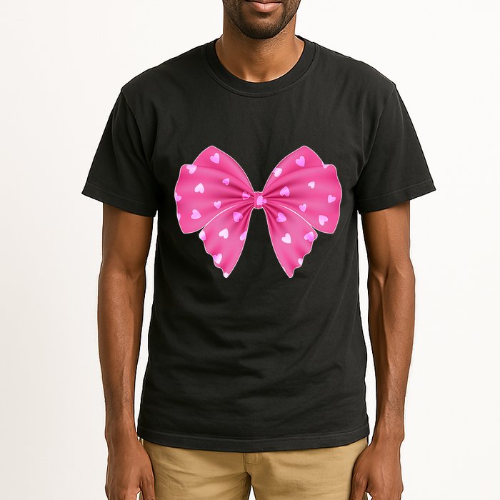 Cute Valentine Heart Print Ribbon Bow Tall T-Shirt