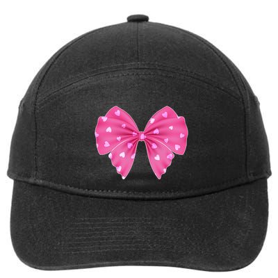Cute Valentine Heart Print Ribbon Bow 7-Panel Snapback Hat