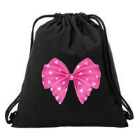 Cute Valentine Heart Print Ribbon Bow Drawstring Bag