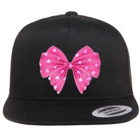 Cute Valentine Heart Print Ribbon Bow Flatbill Hat