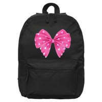 Cute Valentine Heart Print Ribbon Bow 16 in Basic Backpack