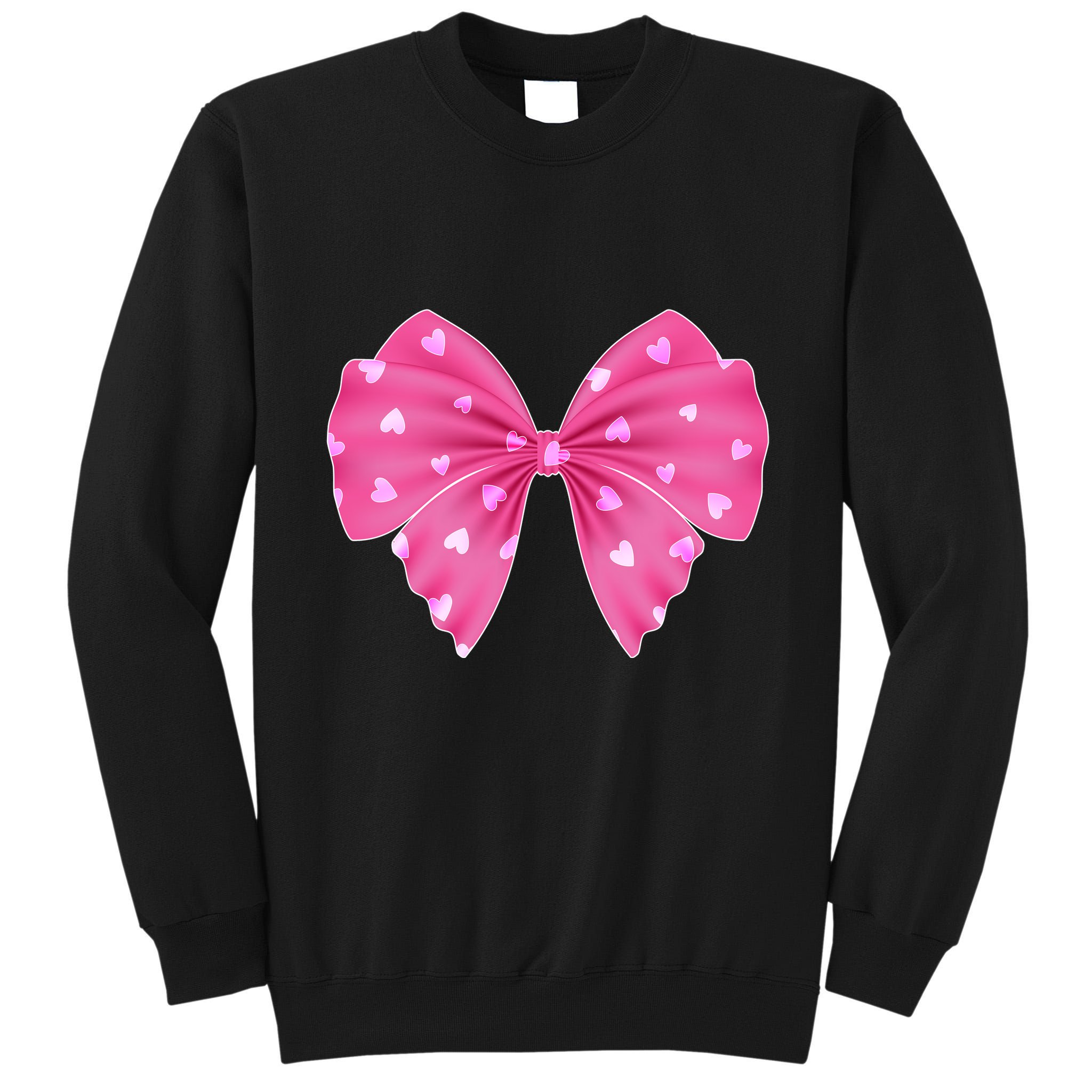 Cute Valentine Heart Print Ribbon Bow Tall Sweatshirt