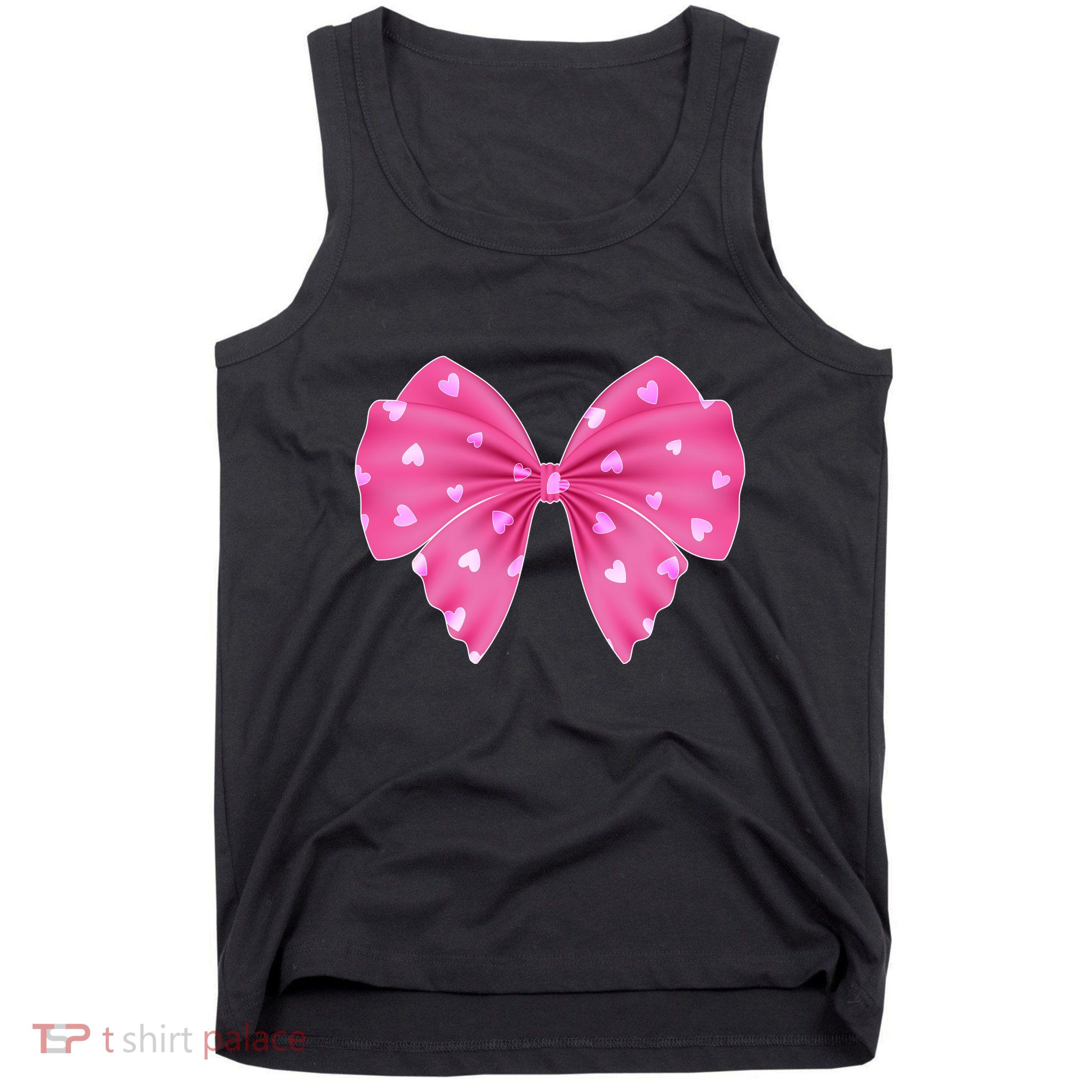 Cute Valentine Heart Print Ribbon Bow Tank Top