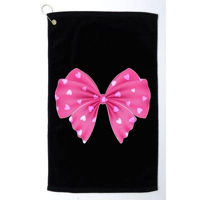 Cute Valentine Heart Print Ribbon Bow Golf Towel