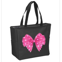 Cute Valentine Heart Print Ribbon Bow Zip Tote Bag