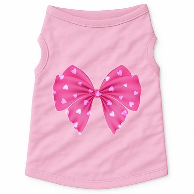 Cute Valentine Heart Print Ribbon Bow Doggie Tank