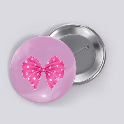 Cute Valentine Heart Print Ribbon Bow Button