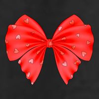 Cute Valentine Heart Print Red Ribbon Bow 7 Panel Mesh Trucker Snapback Hat
