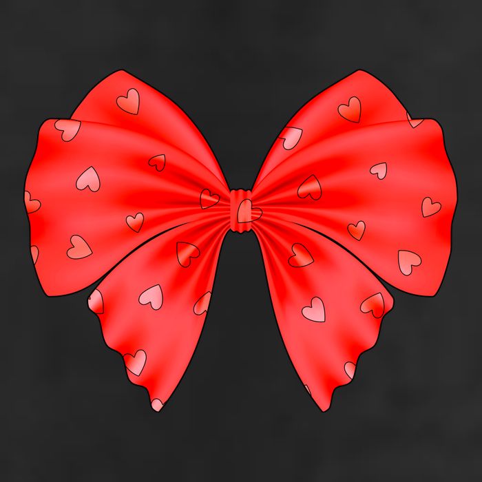 Cute Valentine Heart Print Red Ribbon Bow 7 Panel Mesh Trucker Snapback Hat