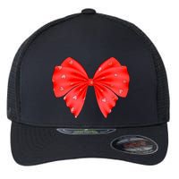 Cute Valentine Heart Print Red Ribbon Bow Flexfit Unipanel Trucker Cap