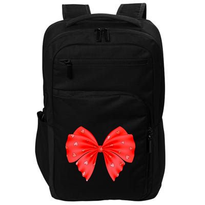 Cute Valentine Heart Print Red Ribbon Bow Impact Tech Backpack