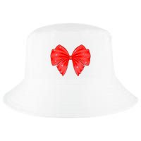 Cute Valentine Heart Print Red Ribbon Bow Cool Comfort Performance Bucket Hat