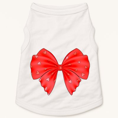 Cute Valentine Heart Print Red Ribbon Bow Doggie Tank