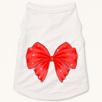 Cute Valentine Heart Print Red Ribbon Bow Doggie Tank