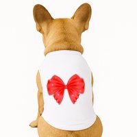 Cute Valentine Heart Print Red Ribbon Bow Doggie Tank