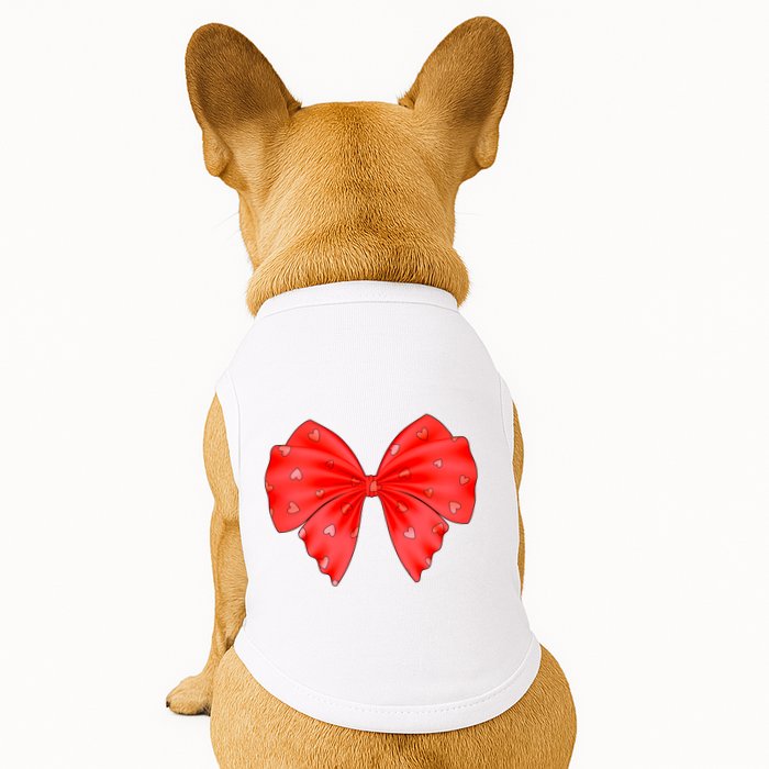 Cute Valentine Heart Print Red Ribbon Bow Doggie Tank