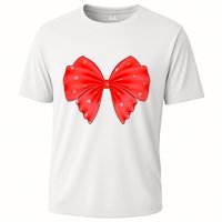 Cute Valentine Heart Print Red Ribbon Bow Performance Shirt