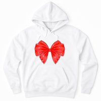 Cute Valentine Heart Print Red Ribbon Bow Hoodie