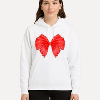 Cute Valentine Heart Print Red Ribbon Bow Hoodie