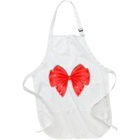 Cute Valentine Heart Print Red Ribbon Bow Apron