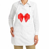 Cute Valentine Heart Print Red Ribbon Bow Apron