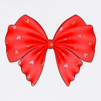 Cute Valentine Heart Print Red Ribbon Bow Tall T-Shirt