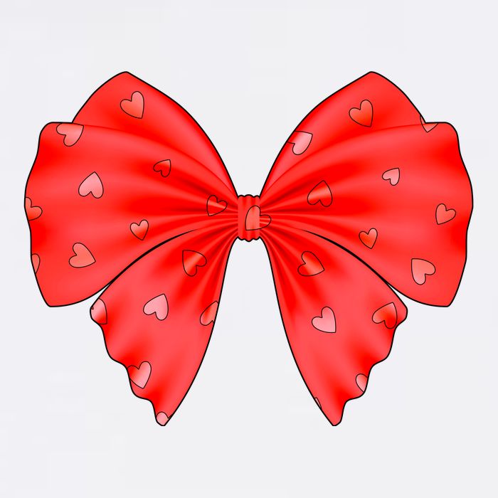 Cute Valentine Heart Print Red Ribbon Bow Tall T-Shirt