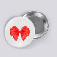 Cute Valentine Heart Print Red Ribbon Bow Button