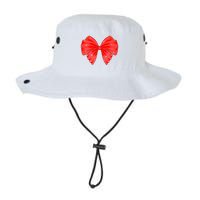 Cute Valentine Heart Print Red Ribbon Bow Bucket Hat